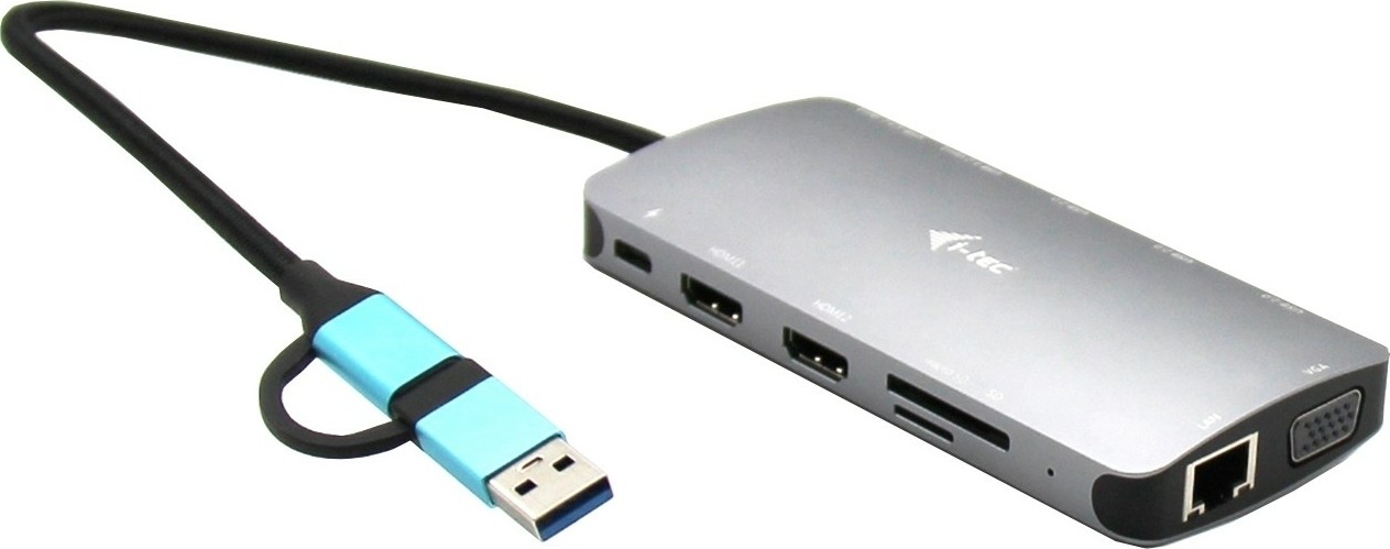 i-tec USB 3.0 USB-C/Thunderbolt 3x Display Metal Nano Dock with LAN + Power Delivery 100 W - CANANOTDOCKPD