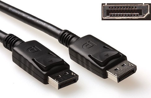 ACT 1 meter DisplayPort kabel, male - male, power pin 20 aangesloten. - AK3978