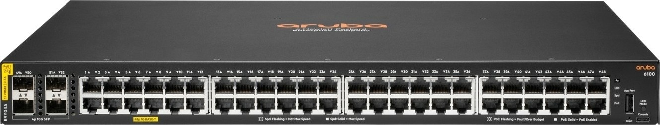 Hewlett Packard Enterprise Aruba Networking CX 6100 48G Class4 PoE 4SFP+ 740W - R9Y04A