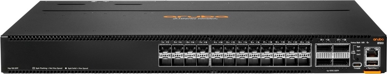 Hewlett Packard Enterprise Aruba Networking CX 8100 24x10G SFP+ 4x40/100G QSFP28 BF Airflow 3Fan 2AC PSU - R9W87A
