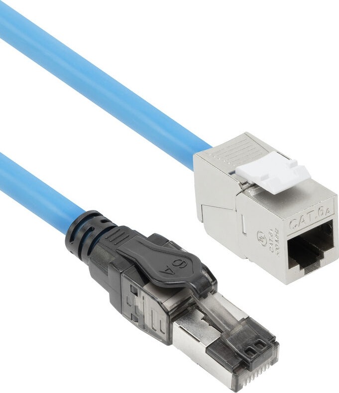 ACT Blauw 90 meter S/FTP CAT6A B2ca PoE++ 100W solid prefab installatiekabel, RJ45 male – female - FB0190