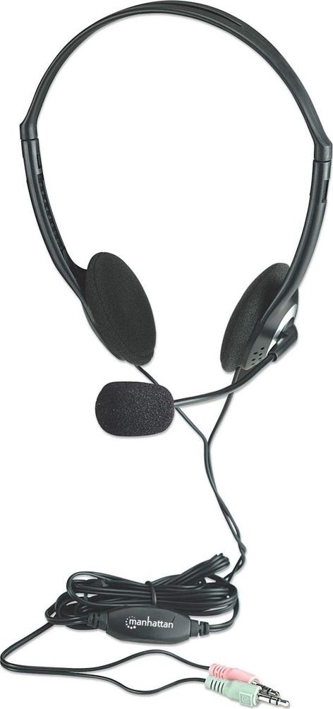 Manhattan hoofdtelefoon/headset Bedraad Hoofdband Oproepen/muziek Zwart, Zilver - 164429