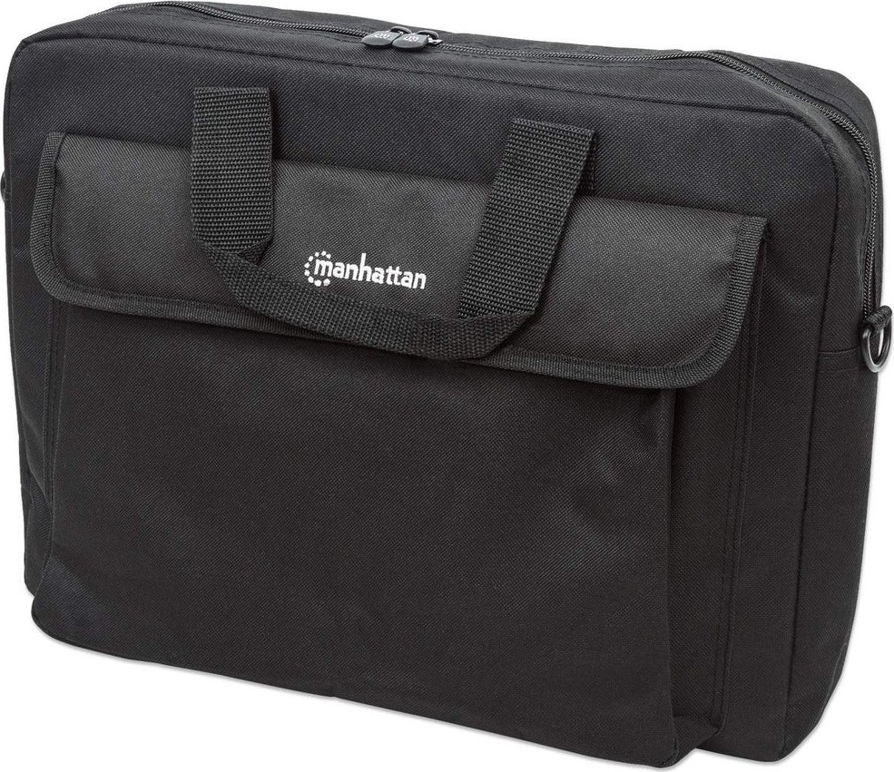 Manhattan London laptoptas 15,6", top loader, zwart, LAGE KOSTEN, accessoirevak, afneembare schouderriem, notebooktas, 3 jaar garantie - 438889