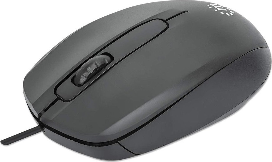 Manhattan Comfort II bedrade USB-muis, 1000 dpi, USB-A, optisch, ambidextrous, 3 knoppen + scrollwiel, zwart, 3 jaar garantie - 190190